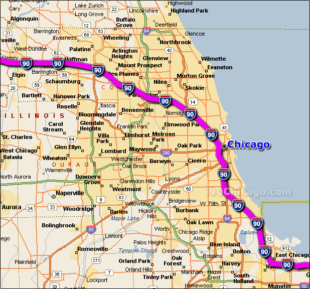Interstate 90 Chicago Map Route